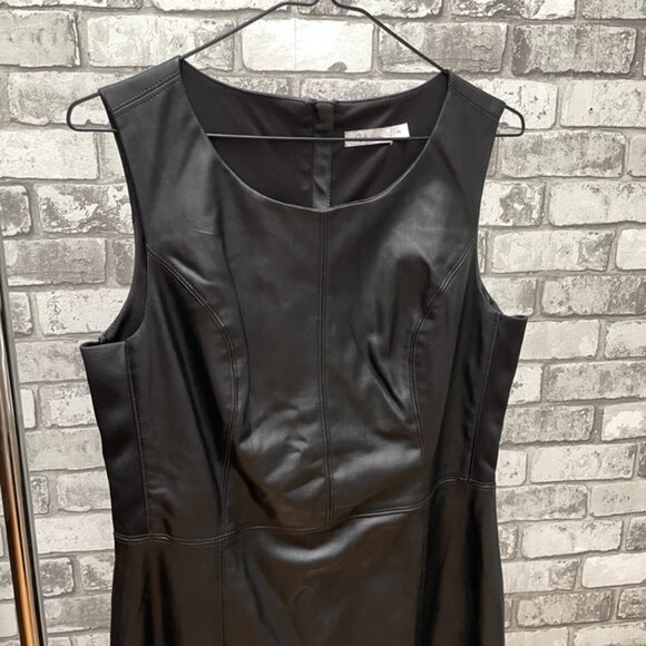 Faux Leather And Suede Trim Little Black Dress - Picture 3 of 6